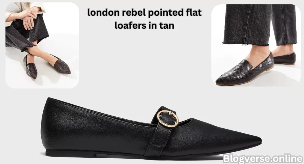 london rebel pointed flat loafers in tan