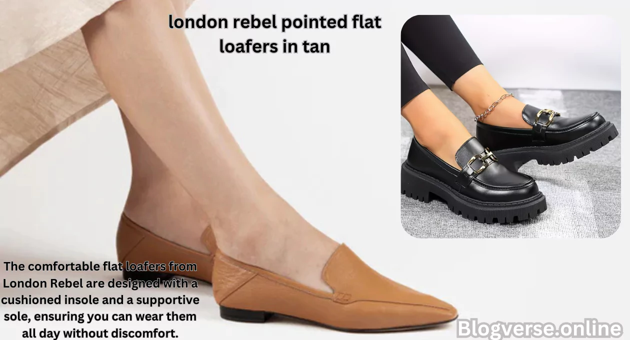 london rebel pointed flat loafers in tan